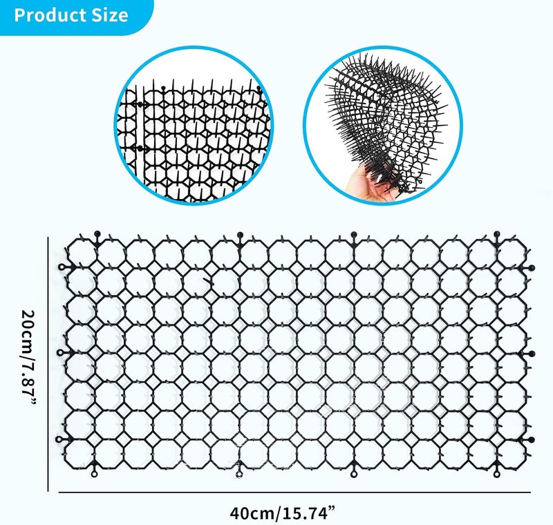 HakyPaky 10 Pack 16 x 8 Inch Cat Scat Mat with Spikes, Scat Mat for Cats Cat Deterrent Mat Digging Stopper Repellent Spike Mat - Image 2